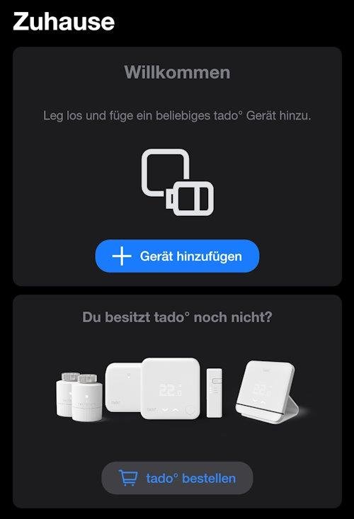 tado erstes Ger&auml;t hinzuf&uuml;gen