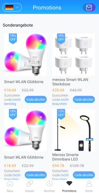 Meross App Werbung f&uuml;r Angebote
