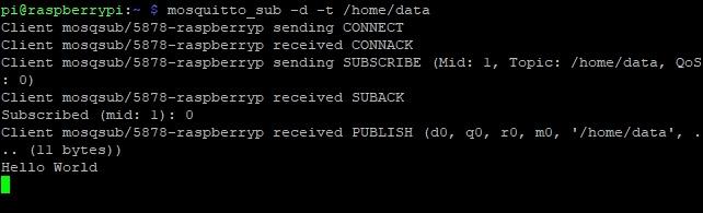 Nach Eingang der Nachricht wird der Inhalt ausgegeben.