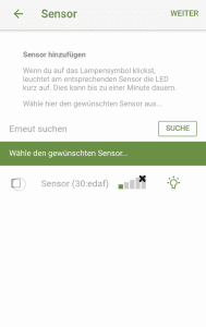 Danach wird der Sensor verbunden.