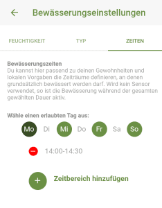 Erstelle nun einen Zeitplan für die smarte Bewässerung.