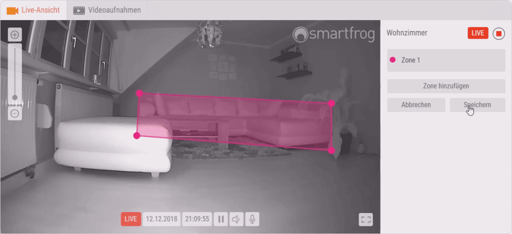 Eine Zone überwacht meine Couch.