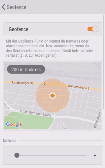Mit Geofencing kannst du deine Kamera automatisch aktivieren.