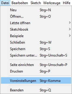 Als erstes öffnest du die Voreinstellungen.