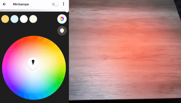 Farbfehler: Die Lampe leuchtet nicht nur in weiß.