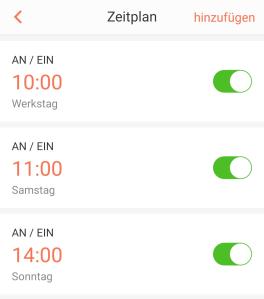 In den Einstellungen lässt sich auch ein Zeitplan konfigurieren.