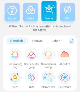 Der Szenen-Modus sorgt für die richtige Atmosphäre.